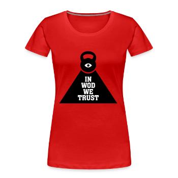 In WOD We Trust - Frauen Premium Bio T-Shirt - Rot - Vorne - Mia (176cm)