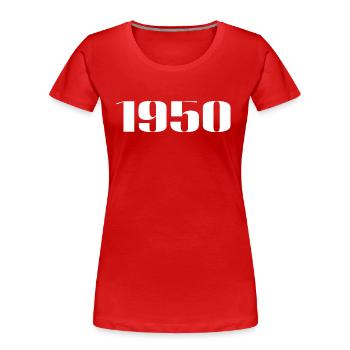 1950 - Gift born in 1950 - Women's Premium Organic T-Shirt - red - Front - Mia (176cm)