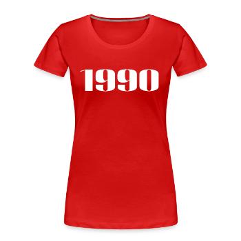 1990 - Cadeau né en 1990 - T-shirt bio Premium Femme - rouge - Devant - Mia (176cm)