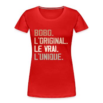 L'original Le Vrai L'unique Bobo - T-shirt bio Premium Femme - rouge - Devant - Mia (176cm)