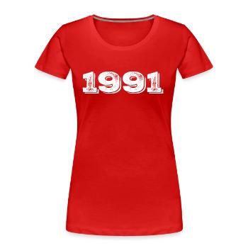 Geburtstagsgeschenk 1991 - 1991 - Frauen Premium Bio T-Shirt - Rot - Vorne - Mia (176cm)