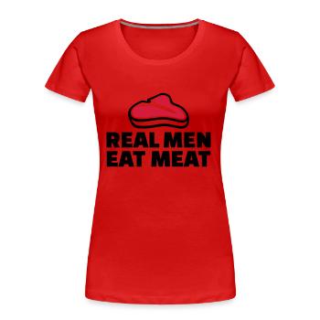 Fleisch - Frauen Premium Bio T-Shirt - Rot - Vorne - Mia (176cm)