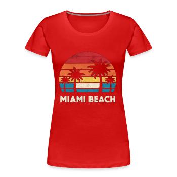 Miami Beach Vintage Sunset - Frauen Premium Bio T-Shirt - Rot - Vorne - Mia (176cm)