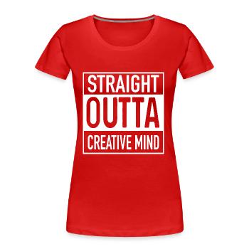 L’ créatif - T-shirt bio Premium Femme - rouge - Devant - Mia (176cm)