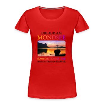 Mondsee Summer - white version - Women's Premium Organic T-Shirt - red - Front - Mia (176cm)