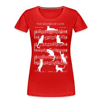Chats musical notes - thème blanc - T-shirt bio Premium Femme - rouge - Devant - Mia (176cm)