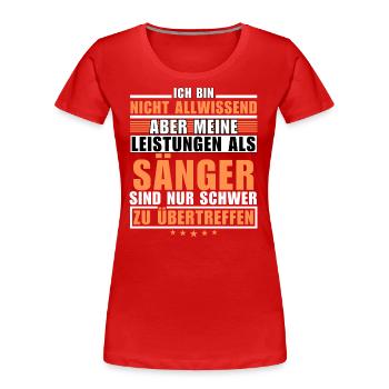 Unsurpassed performance as a singer - Women's Premium Organic T-Shirt - red - Front - Mia (176cm)