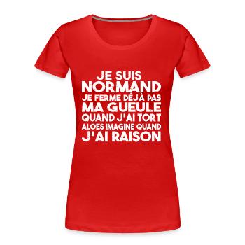 Je suis Normand - Idée cadeau pour un Normand - T-shirt bio Premium Femme - rouge - Devant - Mia (176cm)
