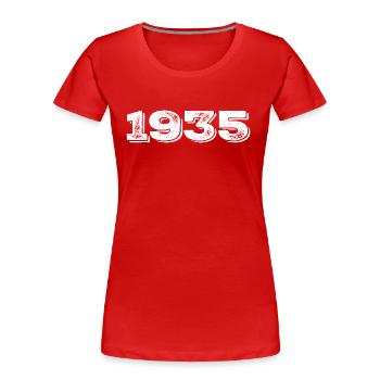 Cadeau d’anniversaire 1935 - 1935 - T-shirt bio Premium Femme - rouge - Devant - Mia (176cm)