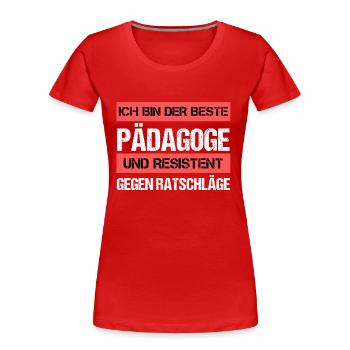 Resistenter Pädagoge - Frauen Premium Bio T-Shirt - Rot - Vorne - Mia (176cm)