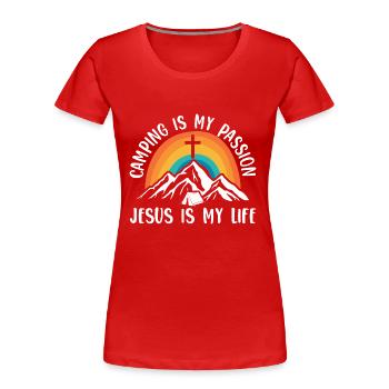 Jesus - Frauen Premium Bio T-Shirt - Rot - Vorne - Mia (176cm)