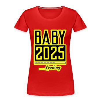 Baby 2025 Loading Babyshower - Frauen Premium Bio T-Shirt - Rot - Vorne - Mia (176cm)