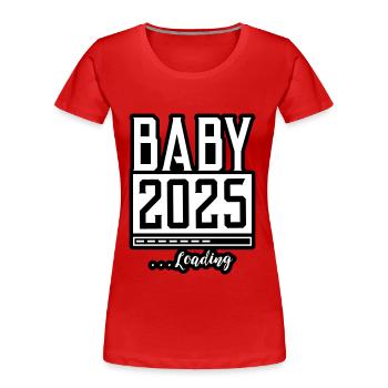 Baby 2025 Loading Babyshower - Frauen Premium Bio T-Shirt - Rot - Vorne - Mia (176cm)
