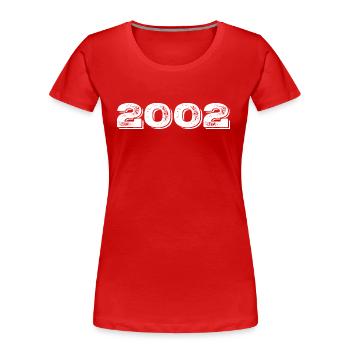 Geburtstagsgeschenk 2002 - 2002 - Frauen Premium Bio T-Shirt - Rot - Vorne - Mia (176cm)