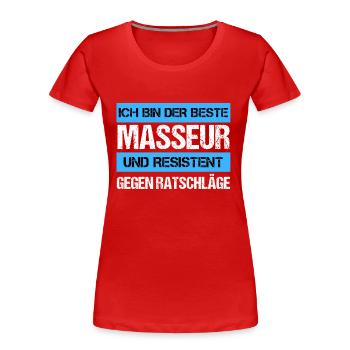Masseur résistant - T-shirt bio Premium Femme - rouge - Devant - Mia (176cm)