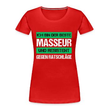 Masseur résistant - T-shirt bio Premium Femme - rouge - Devant - Mia (176cm)