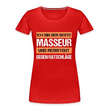 Masseur résistant - T-shirt bio Premium Femme - rouge - Devant - Mia (176cm)