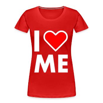 I love me - Frauen Premium Bio T-Shirt - Rot - Vorne - Mia (176cm)