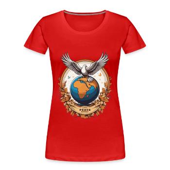 Paix mondiale sur Terre - T-shirt bio Premium Femme - rouge - Devant - Mia (176cm)