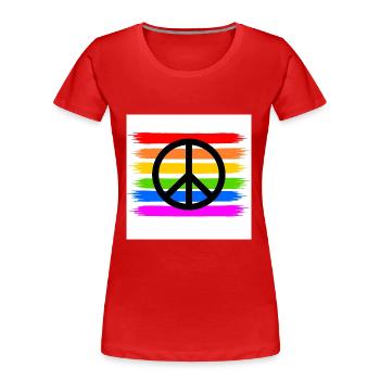 Signe de paix sur la bannière arc-en-ciel LGBT - T-shirt bio Premium Femme - rouge - Devant - Mia (176cm)