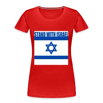 Stand with israel - Frauen Premium Bio T-Shirt - Rot - Vorne - Mia (176cm)