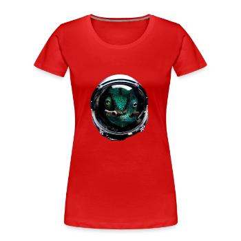 Astronaut Chamäleon Reptilienhalter Weltraum - Frauen Premium Bio T-Shirt - Rot - Vorne - Mia (176cm)