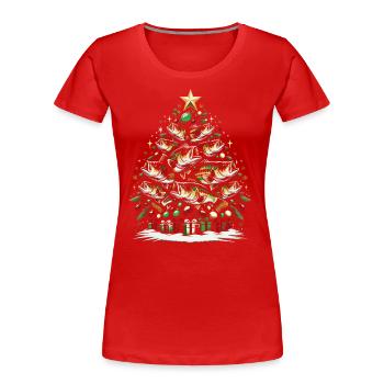 Barsche Angeln Weihnachtsbaum - Frauen Premium Bio T-Shirt - Rot - Vorne - Mia (176cm)