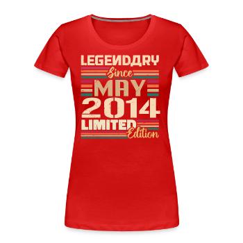 Mai 2014 Mai - Jubiläum Mai 2014 - Frauen Premium Bio T-Shirt - Rot - Vorne - Mia (176cm)