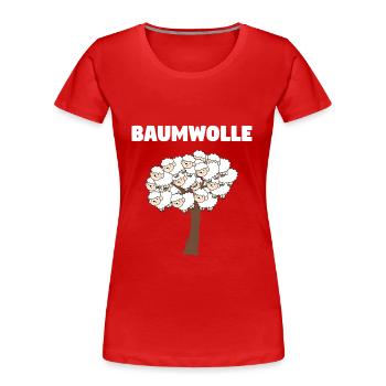 Baumwolle - Schafdesign - Frauen Premium Bio T-Shirt - Rot - Vorne - Mia (176cm)