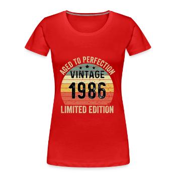 Aged To Perfection Vintage 1986 Limited Edition - Frauen Premium Bio T-Shirt - Rot - Vorne - Mia (176cm)