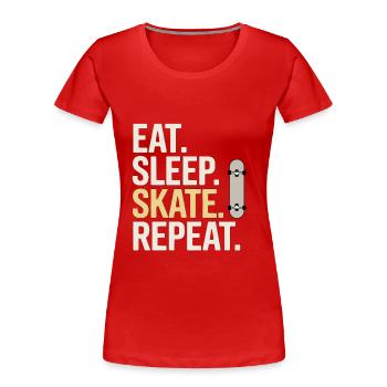 Eat Sleep Skate Repeat - Frauen Premium Bio T-Shirt - Rot - Vorne - Mia (176cm)