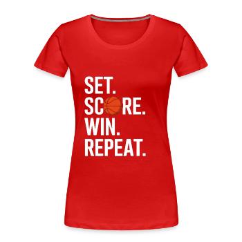 Définir le score Gagner Répéter - T-shirt bio Premium Femme - rouge - Devant - Mia (176cm)