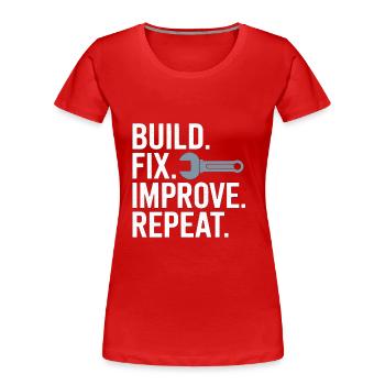 Build, Correctif, Améliorer, Répéter - T-shirt bio Premium Femme - rouge - Devant - Mia (176cm)