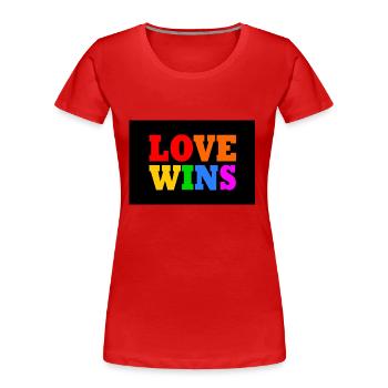 Love wins - T-shirt bio Premium Femme - rouge - Devant - Mia (176cm)