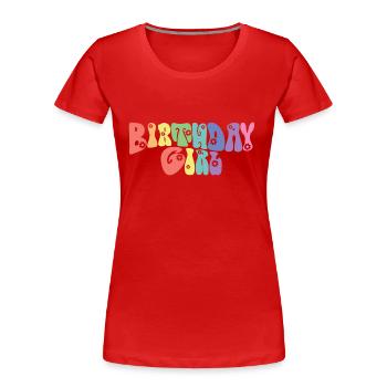 Birthday Girl - Groovy Retro Vintage - Flowers - Women's Premium Organic T-Shirt - red - Front - Mia (176cm)