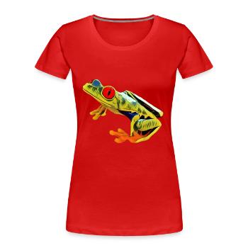 Rotäugiger Laubfrosch Exotisches Haustier Niedlich - Frauen Premium Bio T-Shirt - Rot - Vorne - Mia (176cm)
