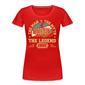 December 1995 Birthday December 1995 Gift - Women's Premium Organic T-Shirt - red - Front - Mia (176cm)