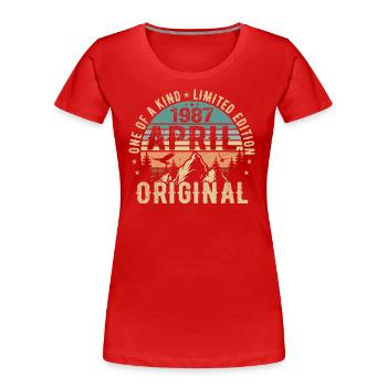 Born april 1987, legend since april 1987 - Women's Premium Organic T-Shirt - red - Front - Mia (176cm)