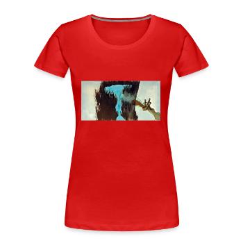 I Ching (Kun - La détresse) - T-shirt bio Premium Femme - rouge - Devant - Mia (176cm)
