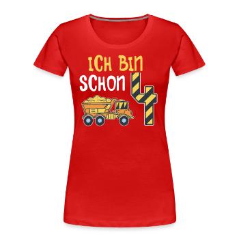 4. Geburtstag Junge 4 Jahre alt Baustelle Kipper - Frauen Premium Bio T-Shirt - Rot - Vorne - Mia (176cm)