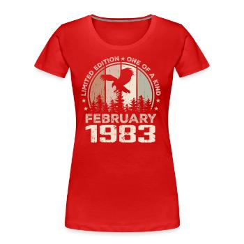 Incomparable since February 1983, 41st Anniversary - Women's Premium Organic T-Shirt - red - Front - Mia (176cm)