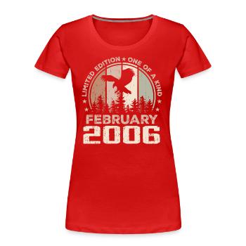 Incomparable since February 2006, 18th Anniversary - Women's Premium Organic T-Shirt - red - Front - Mia (176cm)