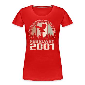 Incomparable since February 2001, 23rd Anniversary - Women's Premium Organic T-Shirt - red - Front - Mia (176cm)