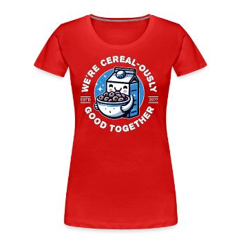 NOUS SOMMES BONS ENSEMBLE SUR LE PLAN DES CÉRÉALES - T-shirt bio Premium Femme - rouge - Devant - Mia (176cm)