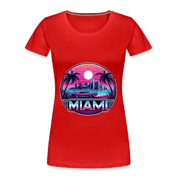 Miami Retro Wave 80er Jahre Vintage Design - Frauen Premium Bio T-Shirt - Rot - Vorne - Mia (176cm)