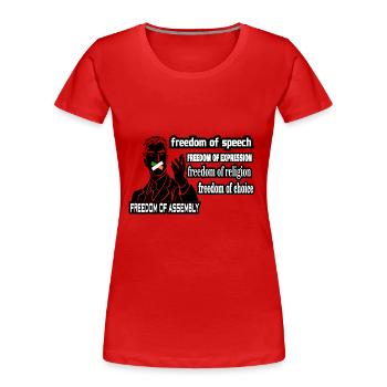 Grundsatz der Meinungsfreiheit, der die Freiheit unterstützt - Frauen Premium Bio T-Shirt - Rot - Vorne - Mia (176cm)