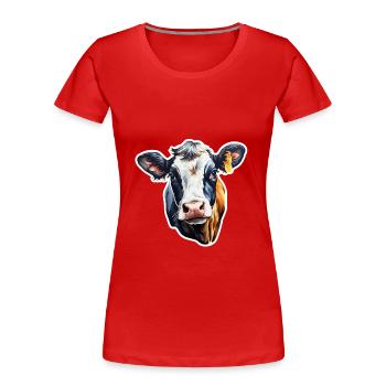 Cow Dairy Cow Holstein - Women's Premium Organic T-Shirt - red - Front - Mia (176cm)