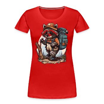 Die Waschbären Wanderabenteuer - Frauen Premium Bio T-Shirt - Rot - Vorne - Mia (176cm)