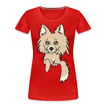 Chihuahua - Hund guckt aus der Tasche - Frauen Premium Bio T-Shirt - Rot - Vorne - Mia (176cm)