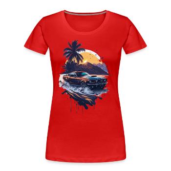 Klassischer Sportwagen - Frauen Premium Bio T-Shirt - Rot - Vorne - Mia (176cm)